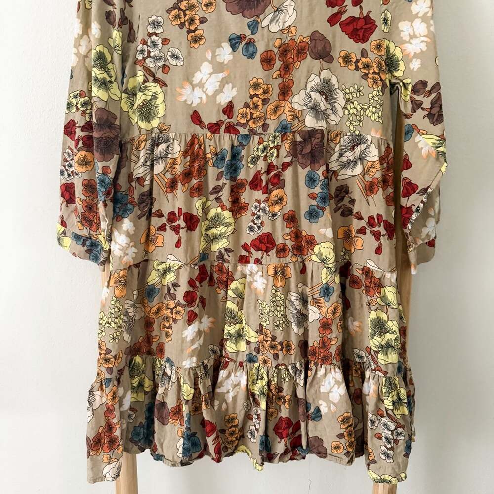 Natural Life Heidi Floral Mini Dress Size Small Boho Tiered Rayon Cotton - Picture 4 of 11